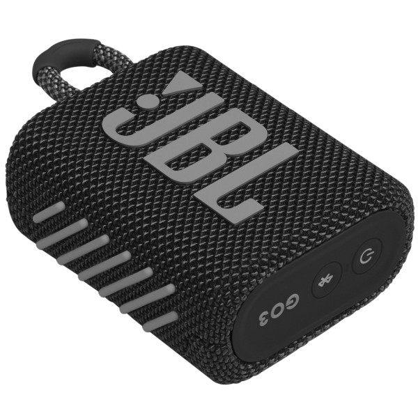 JBL GO3, compact portable speaker with battery, IPX67 waterproof, black