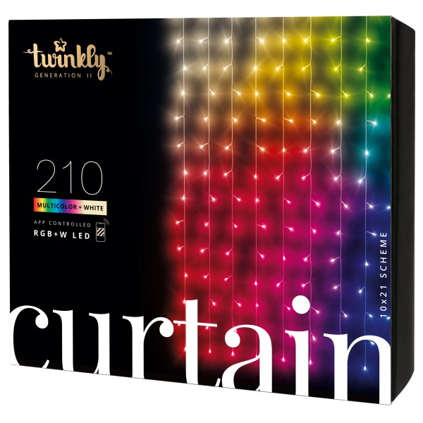 Twinkly Smarter Lichter-Vorhang CURTAIN mit 210 5mm LED RGBW, 1m Breite, 2,1m Länge, transparentes K