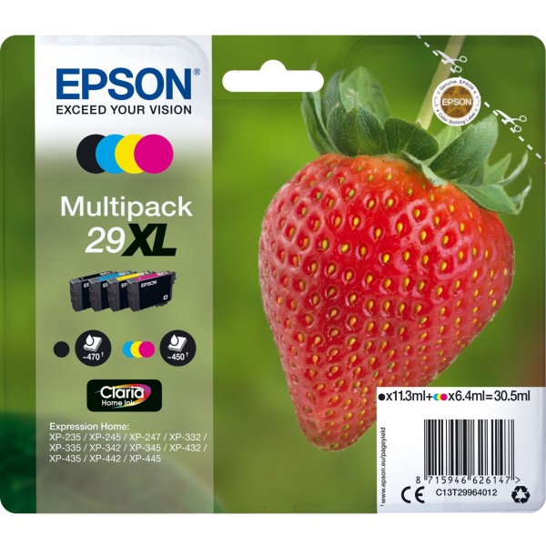 Epson Tinte 29XL C13T29964012 4er Multipack (BKMCY) bis zu 450 Seiten