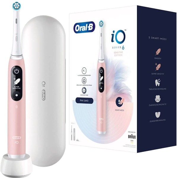 Oral-B iO 6 Sensitive Edition Elektrische Zahnbürste, pink sand