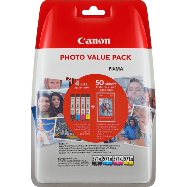 Canon-cli-571xl-photo-value-pack-c/m/y/bk-pp-201-10x15-cm-50-bl.