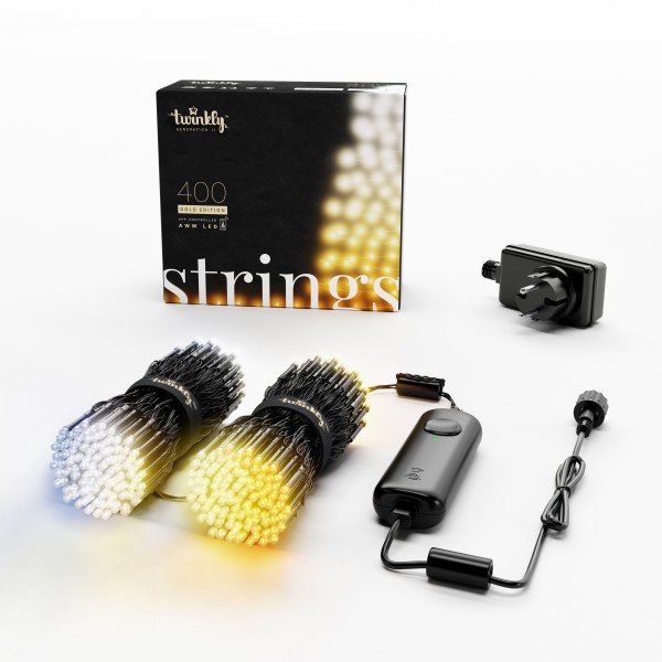 Twinkly Smarte Lichterkette STRINGS mit 400 4,3mm LED AWW weisswarmweiss, Kabel schwarz, 32m, WiFi,