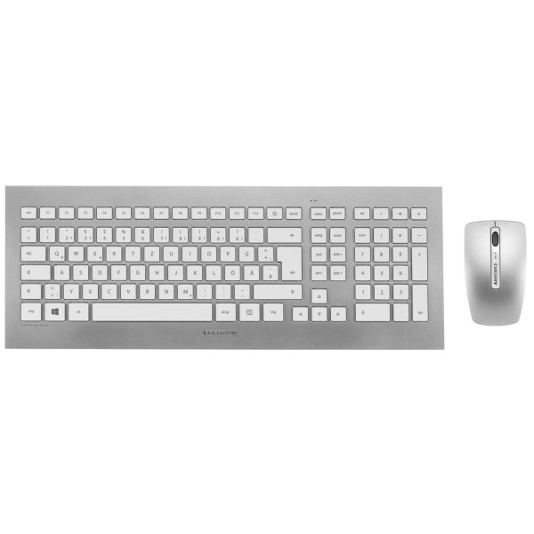 CHERRY DW 8000 - Tastatur-und-Maus-Set - QWERTZ - Deutsch - weiß, Silber