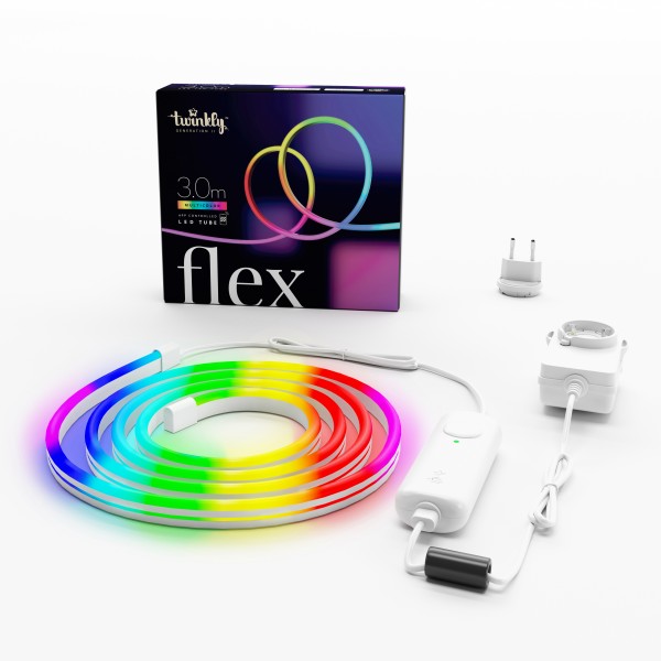 Twinkly Smarter, flexibler LED Schlauch FLEX mit RGB LED, 3 Meter, weiß, WiFi, IP20
