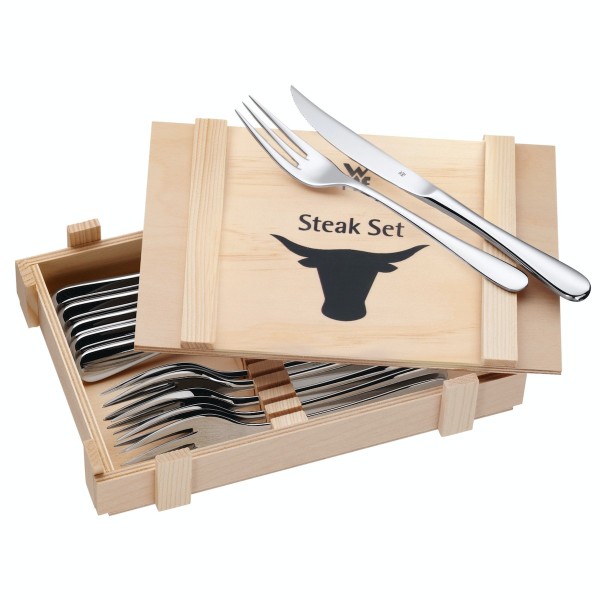 WMF Steakbesteck-Set in Holzkiste, 12 tlg