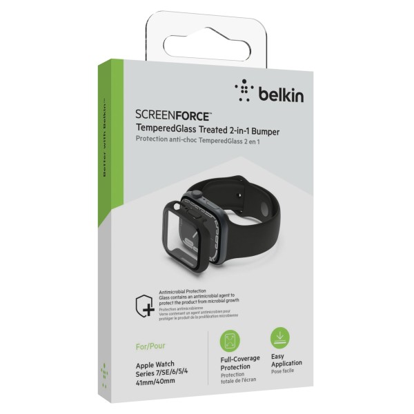 Belkin TemperedCurve Displaysch. Apple Watch 4-8/SE 40/41mm schw.
