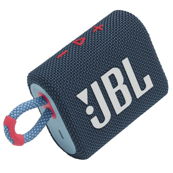 JBL GO3, compact portable speaker with battery, IPX67 waterproof, Blue-pink