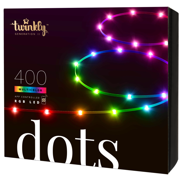 Twinkly Smarte Lichterkette DOTS mit 400 LED RGB, 20 m, transparentes Kabel, Wifi, IP44