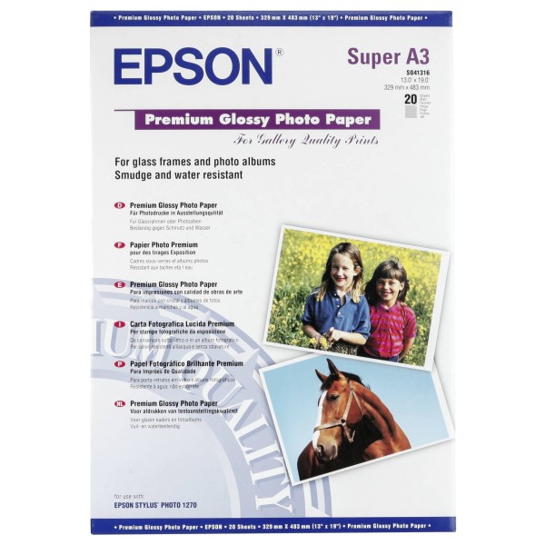 Epson Premium Glossy Photo Paper A 3+, 20 Blatt, 255 g S 041316