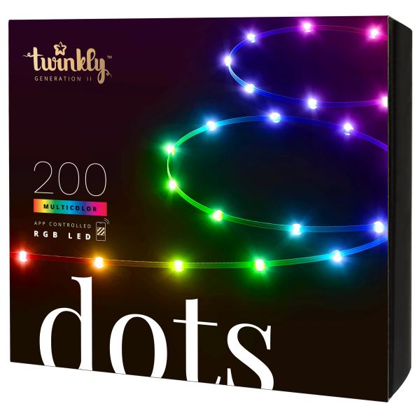 Twinkly Smarte Lichterkette DOTS mit 200 LED RGB, 10 m, transparentes Kabel, Wifi, IP44